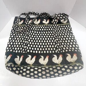Vera Bradley Retired Black & White Chicken Egg Chanticleer Quilted Tote Bag LG